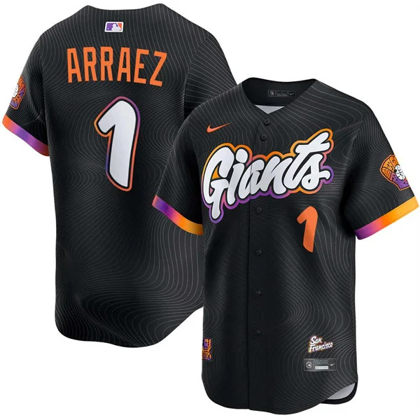 Mens San Francisco Giants #1 Luis Arraez Anthracite 2025 City Connect 2.0 Limited  Jersey