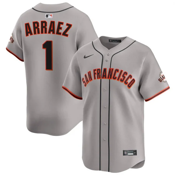 Mens San Francisco Giants #1 Luis Arraez Nike Gray Road Limited Jersey