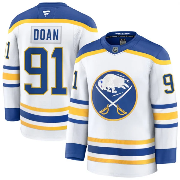 Men's Buffalo Sabres #91 Josh Doan Fanatics White Royal Away Premium Jersey