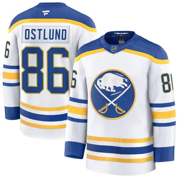 Men's Buffalo Sabres #86 Noah Ostlund Fanatics White Royal Away Premium Jersey