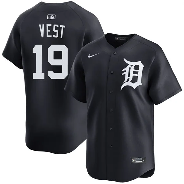 Men's Detroit Tigers #19 Will Vest Nike Navy White Alternate Limited Player Jersey