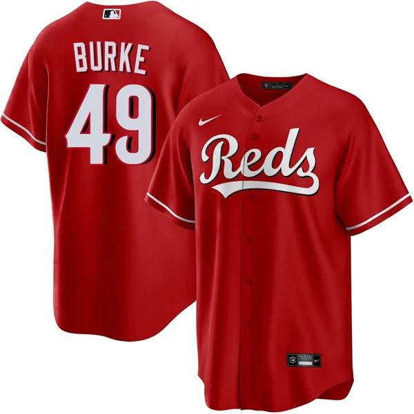 Mens Cincinnati Reds #49 Brock Burke Scarlet Alternate Reds Limited Jersey