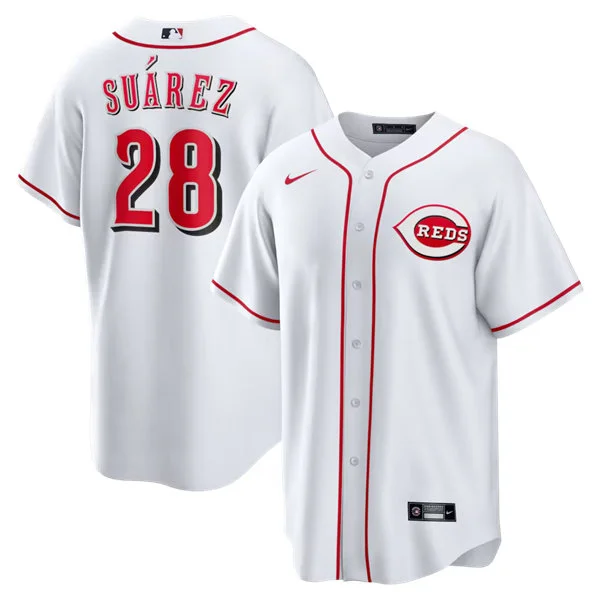 Mens Cincinnati Reds #28 Eugenio Suarez Nike White Home Limited Jersey