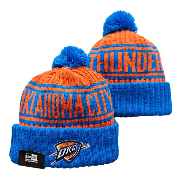 NBA Oklahoma City Thunder Orange Blue Cuffed Pom Knit Hat YD2603201-110420