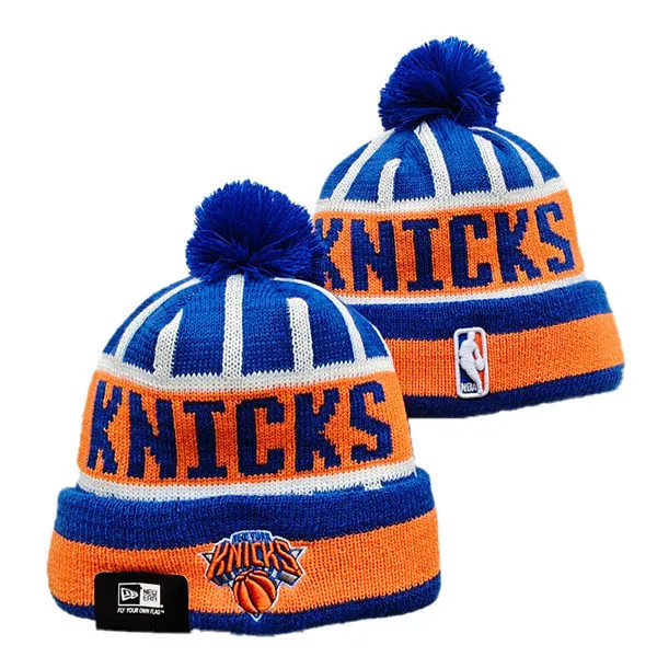 NBA New York Knicks Orange White Royal Cuffed Pom Knit Hat YD2603201-110328