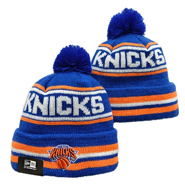 NBA New York Knicks Royal White Cuffed Pom Knit Hat YD2603201-110327