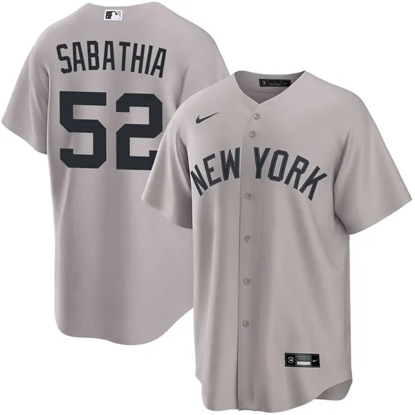 Mens New York Yankees #52 CC Sabathia Nike Gray With Name Away Limited Jersey