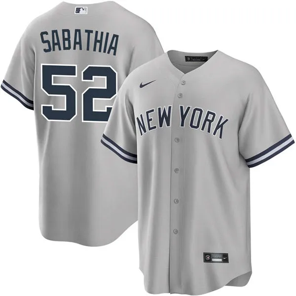 Mens New York Yankees #52 CC Sabathia Nike 2019 Gray With Name Away Limited Jersey