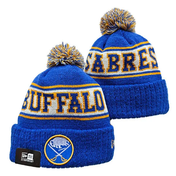 Buffalo Sabres Royal White Cuffed Pom Knit HatYD26032011-552205