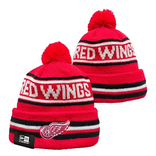 Detroit Red Wings Red White Cuffed Pom Knit Hat YD26032011-550321