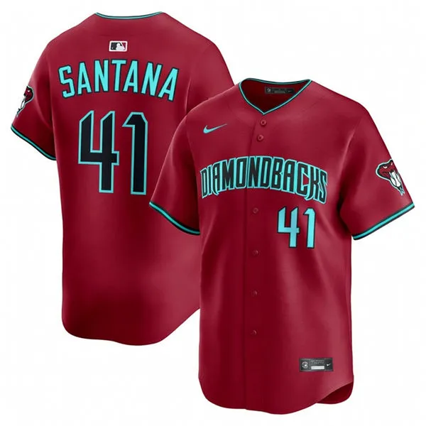 Mens Arizona Diamondbacks #41 Carlos Santana Nike Crimson Alternate Limited Jersey