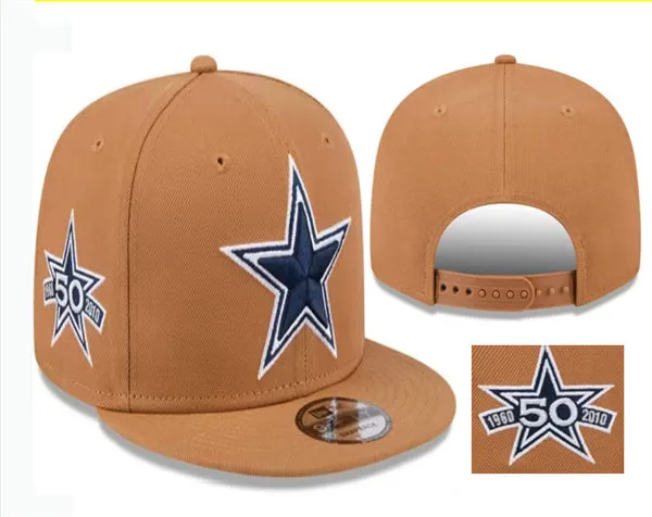 Dallas Cowboys 50TH Anniversary khaki Snapback Hat GS26032012
