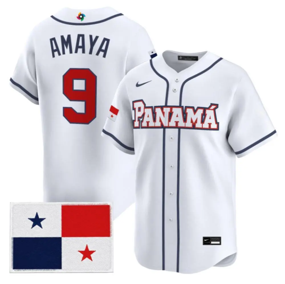 Panama Baseball #9 Miguel Amaya 2026 World Baseball White Home Limited Jersey