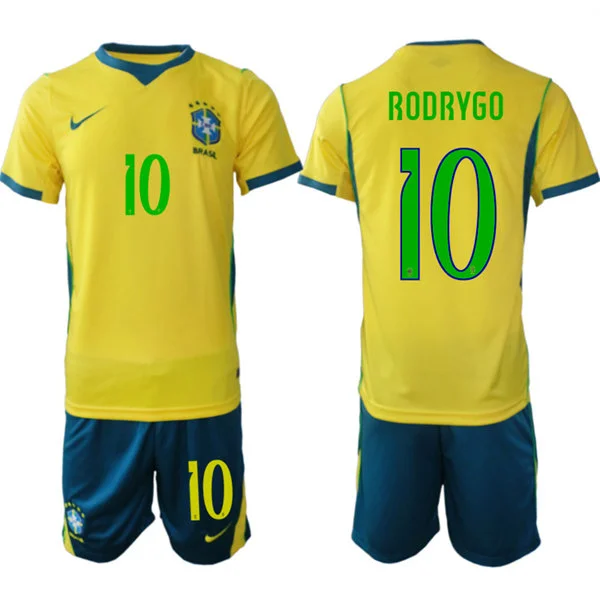 Mens Brazil #10 Rodrygo Home Yellow 2026 FIFA World Cup Soccer Jersey Kit 