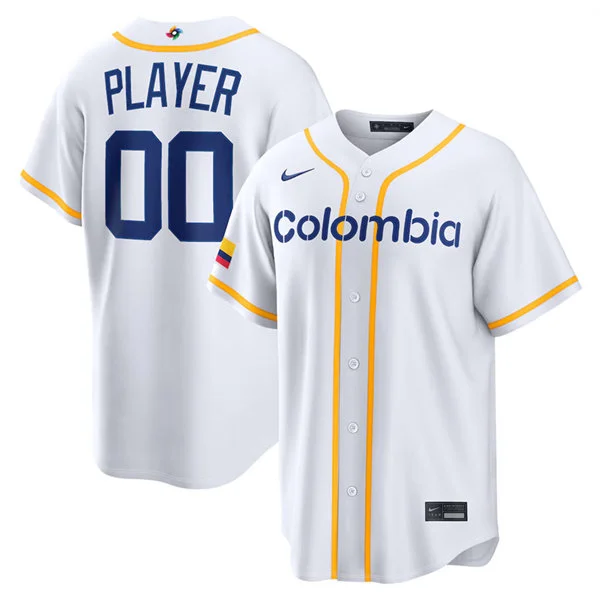 Custom Colombia Baseball Nike White 2026 World Baseball Classic Jersey
