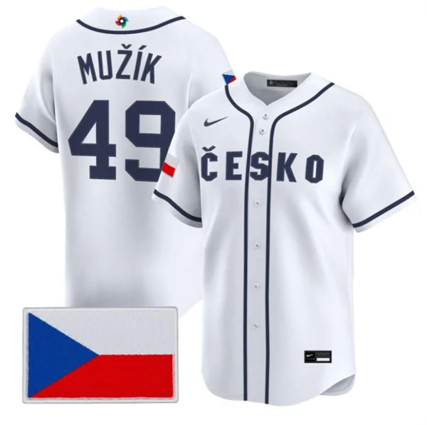 Czech Republic Baseball #49 Martin Muk Nike White 2026 World Baseball Classic Jersey