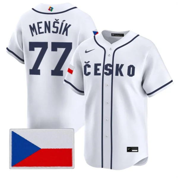 Czech Republic Baseball #77 Vojtch Menk Nike White 2026 World Baseball Classic Jersey