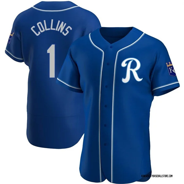 Mens Kansas City Royals #1 Isaac Collins Nike Royal Alternate Team Logo Authentic Jersey