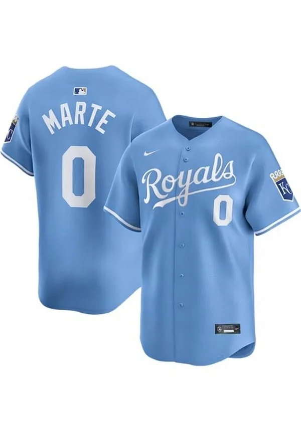 Mens Kansas City Royals #0 Starling Marte Nike Light Blue Alternate Limited Jersey