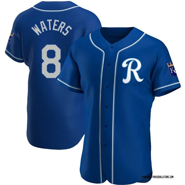 Mens Kansas City Royals #8 Drew Waters Nike Royal Alternate Team Logo Authentic Jersey
