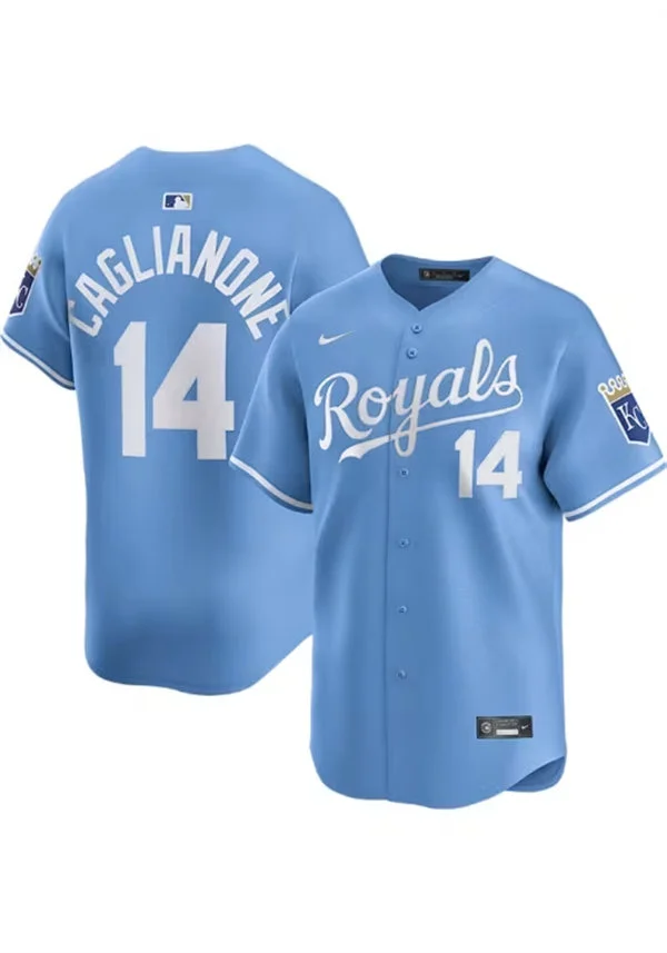Mens Kansas City Royals #14 Jac Caglianone Nike Light Blue Alternate Limited Jersey