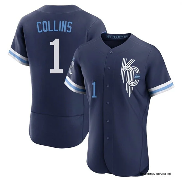 Mens Kansas City Royals #1 Isaac Collins Nike Navy City Connect Jersey