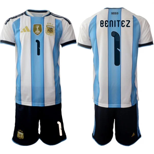 Mens Argentina National Team #1 Walter Benitez Home White 2026 FIFA World Cup Soccer Jersey Kit