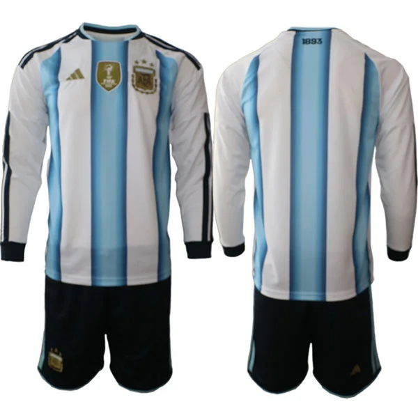 Mens Argentina National Blank 2026 FIFA World Cup Soccer Home White Long Sleeve Team Jersey Kit