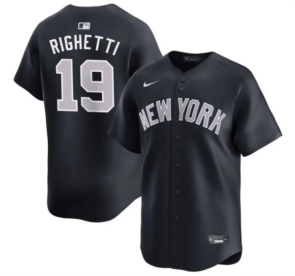 Mens New York Yankees Retired Player #19 Dave Righetti Nike Navy Alternate 2nd with Name New York Limited Jersey