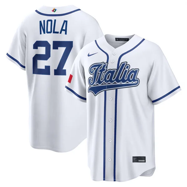 Italy Baseball #27 Aaron Nola Nike White 2026 World Baseball Classic Home Stadium Jersey