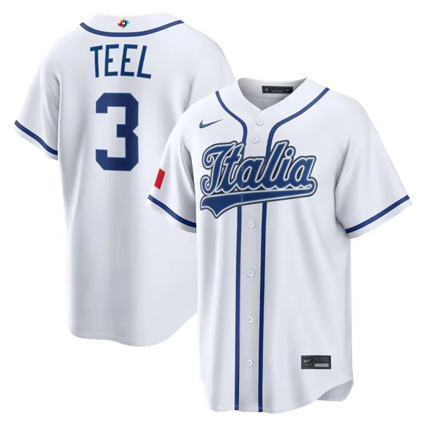 Italy Baseball #3 Kyle Teel Nike White 2026 World Baseball Classic Home Stadium Jersey