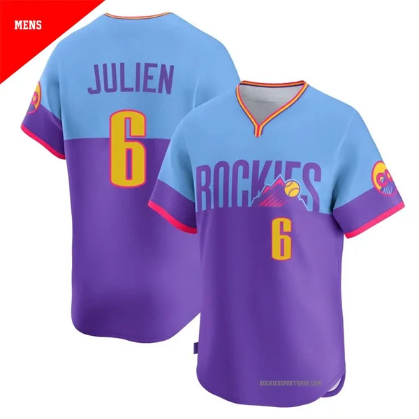 Mens Colorado Rockies #6 Edouard Julien Nike Purple Light Blue City Connect 2.0 Limited Jersey