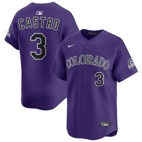 Mens Colorado Rockies #3 Willi Castro Nike Purple Alternate Limited Jersey