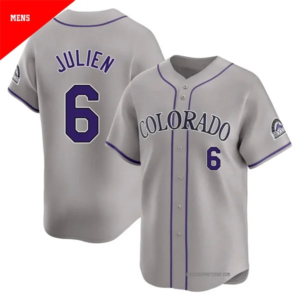 Mens Colorado Rockies #6 Edouard Julien Nike Gray Road Limited Jersey