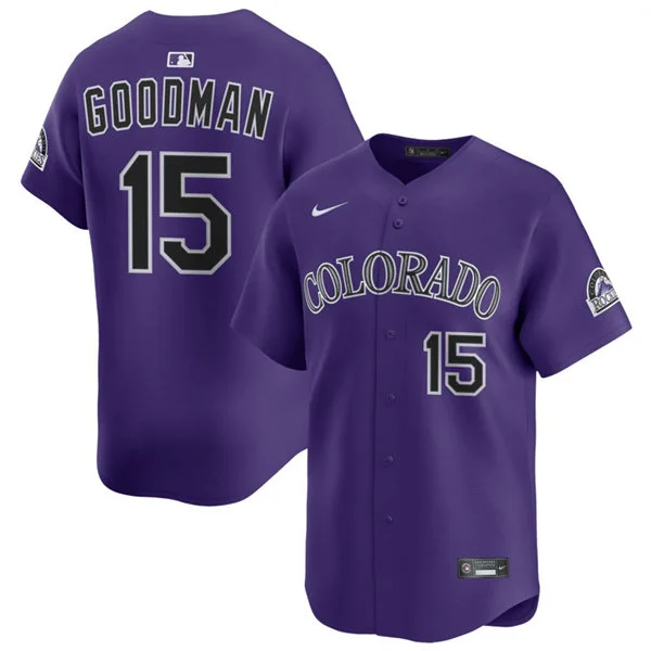 Mens Colorado Rockies #15 Hunter Goodman Nike Purple Alternate Limited Jersey