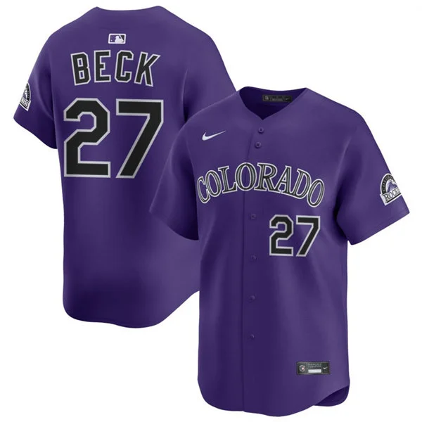 Mens Colorado Rockies #27 Jordan Beck Nike Purple Alternate Limited Jersey
