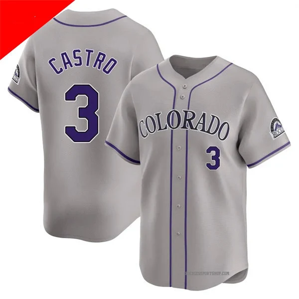 Mens Colorado Rockies #3 Willi Castro Nike Gray Road Limited Jersey