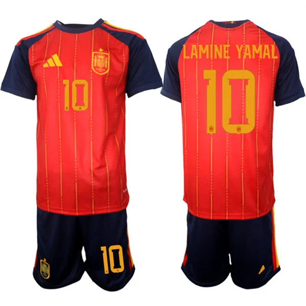 Mens Spain National Team #10 Lamine Yamal Home Red 2026 FIFA World Cup Soccer Jersey Kit