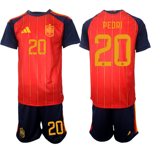 Mens Spain National Team #20 Pedri Home Red 2026 FIFA World Cup Soccer Jersey Kit