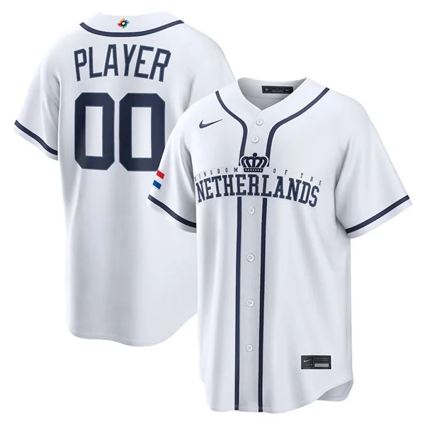 Custom Netherlands Baseball Nike White 2026 World Baseball Classic Jersey