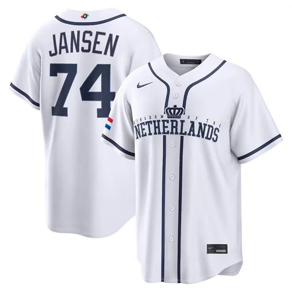 Netherlands Baseball #74 Kenley Jansen Nike White 2026 World Baseball Classic Home Stadium Jersey