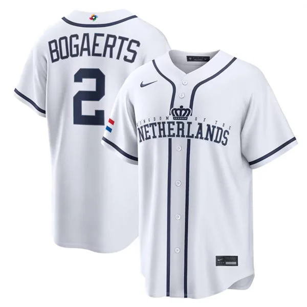 Netherlands Baseball #2 Xander Bogaerts Nike White 2026 World Baseball Classic Home Stadium Jersey