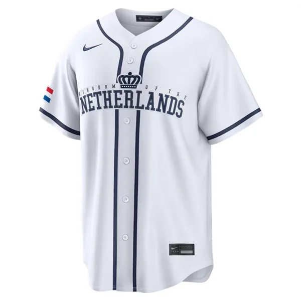 Netherlands Baseball Blank Nike White Home 2026 World Baseball Classic Team Jersey
