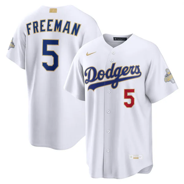 Mens Los Angeles Dodgers #5 Freddie Freeman Nike 2026 White Gold Collection Stadium Limited Jersey