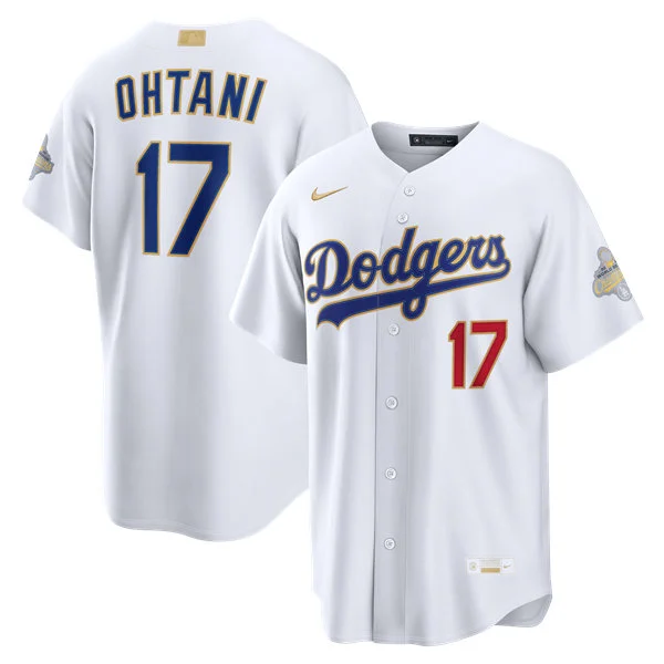Mens Los Angeles Dodgers #17 Shohei Ohtani Nike 2026 White Gold Collection Stadium Limited Jersey