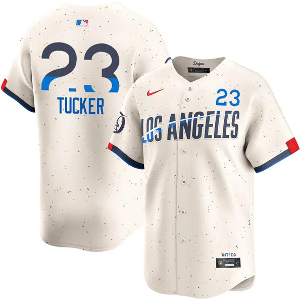 Mens Los Angeles Dodgers #23 Kyle Tucker City Connect Limited Player Jersey - Cream