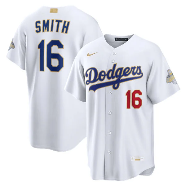 Youth Los Angeles Dodgers #16 Will Smith Nike 2026 White Gold Collection Stadium Limited Jersey