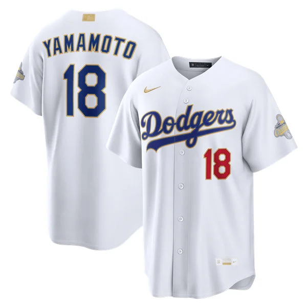 Youth Los Angeles Dodgers #18 Yoshinobu Yamamoto Nike 2026 White Gold Collection Stadium Limited Jersey