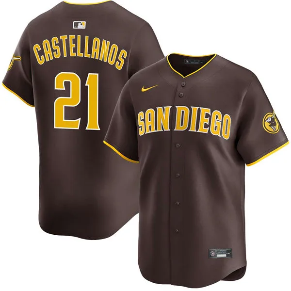 Mens San Diego Padres #21 Nick Castellanos Nike Brown Away Limited Jersey