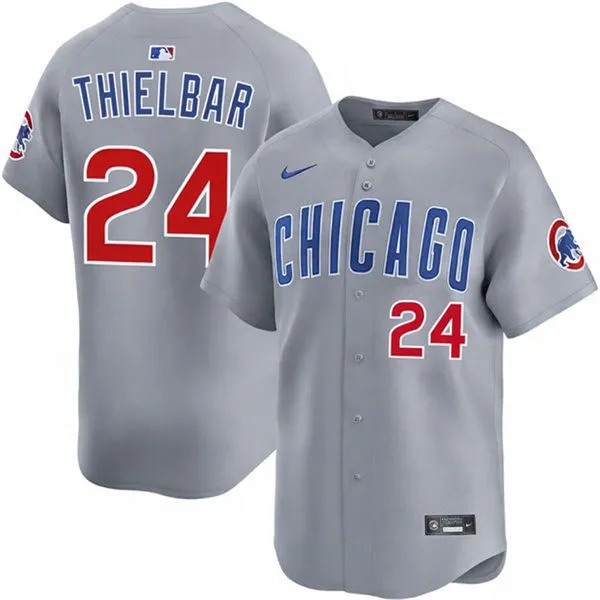 Mens Chicago Cubs #24 Caleb Thielbar Nike Gray Road Limited Jersey